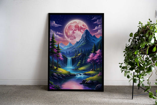 Blossom flower mountain Asian Style Poster | Wall Art for Home & Office | High-Quality Print - High-quality vinyl s