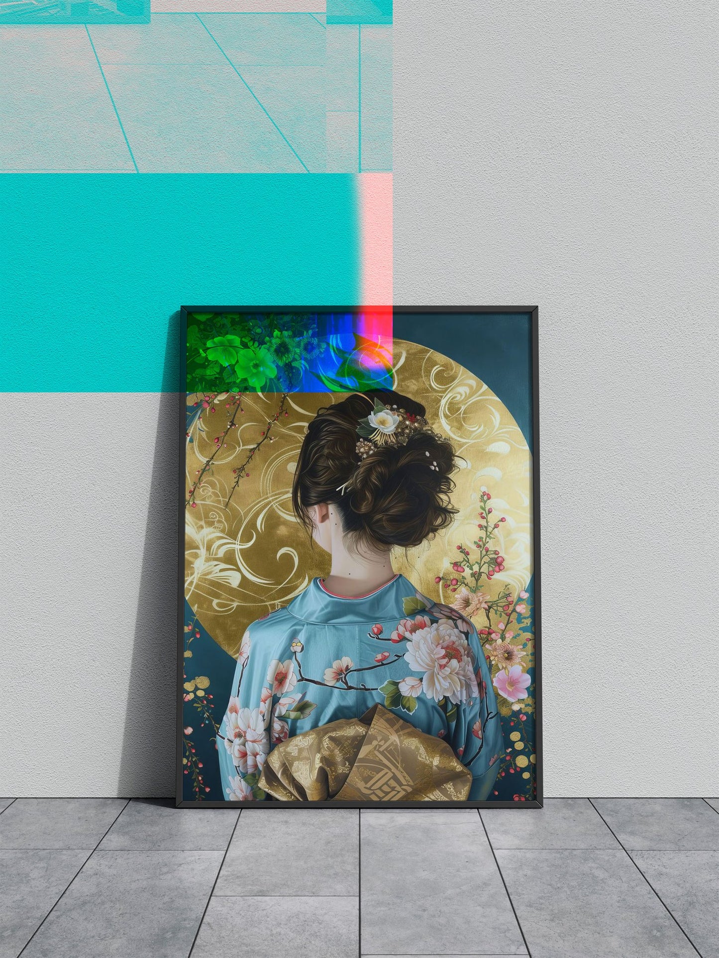 Blue Kimono Girl Japan Asian Style Poster | Wall Art for Home & Office | High-Quality Print