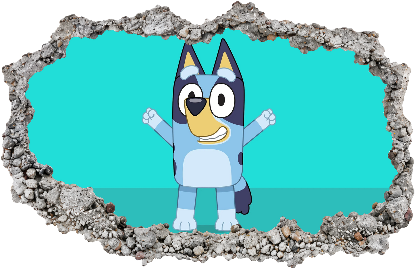 Bluey Bingo Bandit Chilli 3D Wall Hole Decal Smashed Brick Decal 212