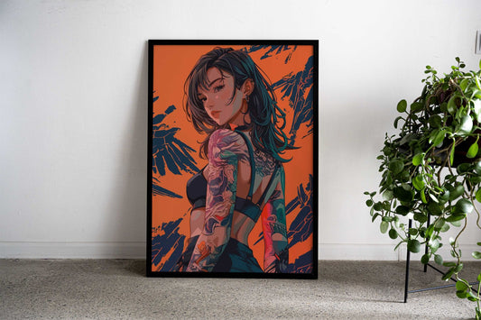 Body Tattoo Female Asian Style Poster | Wall Art for Home & Office | High-Quality Print - High-quality vinyl skin w