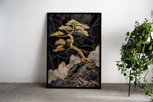 Bonsai Kintsugi Asian Style Poster | Wall Art for Home & Office | High-Quality Print - High-quality vinyl skin wrap