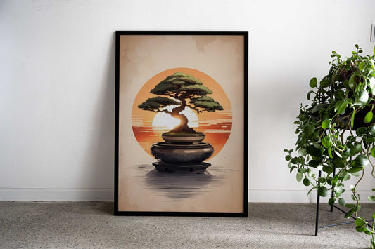 Bonsai Sunset Asian Style Poster | Wall Art for Home & Office | High-Quality Print - High-quality vinyl skin wrap d