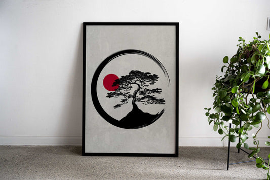 Bonsai Tree Zen Art Asian Style Poster | Wall Art for Home & Office | High-Quality Print - High-quality vinyl skin