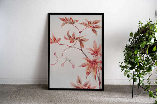Branch of Maple Tree Asian Style Poster | Wall Art for Home & Office | High-Quality Print - High-quality vinyl skin