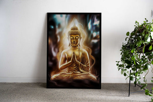 Buddha gold meditation Asian Style Poster | Wall Art for Home & Office | High-Quality Print - High-quality vinyl sk