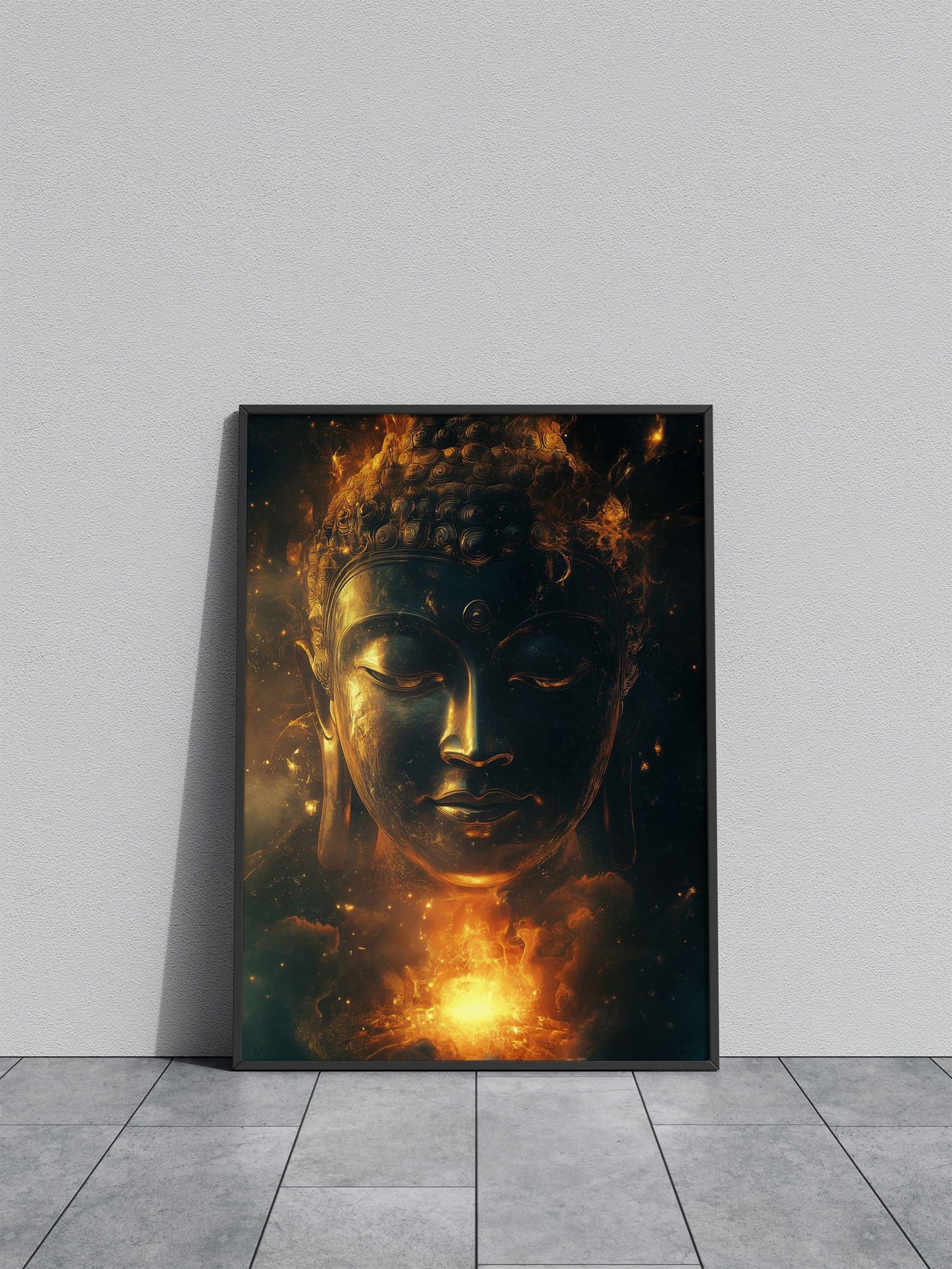 Buddha in Flames Asian Style Poster | Wall Art for Home & Office | High-Quality Print