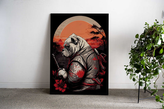 Bulldog Samurai Japan Asian Style Poster | Wall Art for Home & Office | High-Quality Print - High-quality vinyl ski