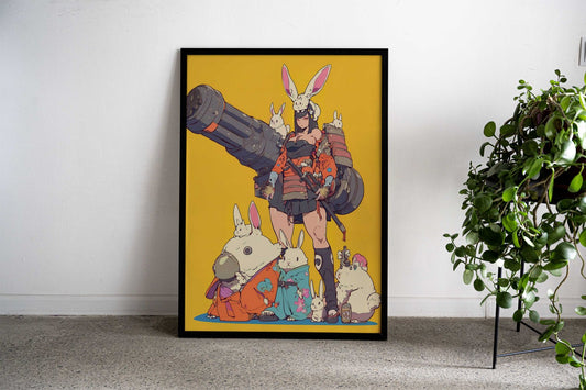 Bunny Gang Girl Asian Style Poster | Wall Art for Home & Office | High-Quality Print - High-quality vinyl skin wrap