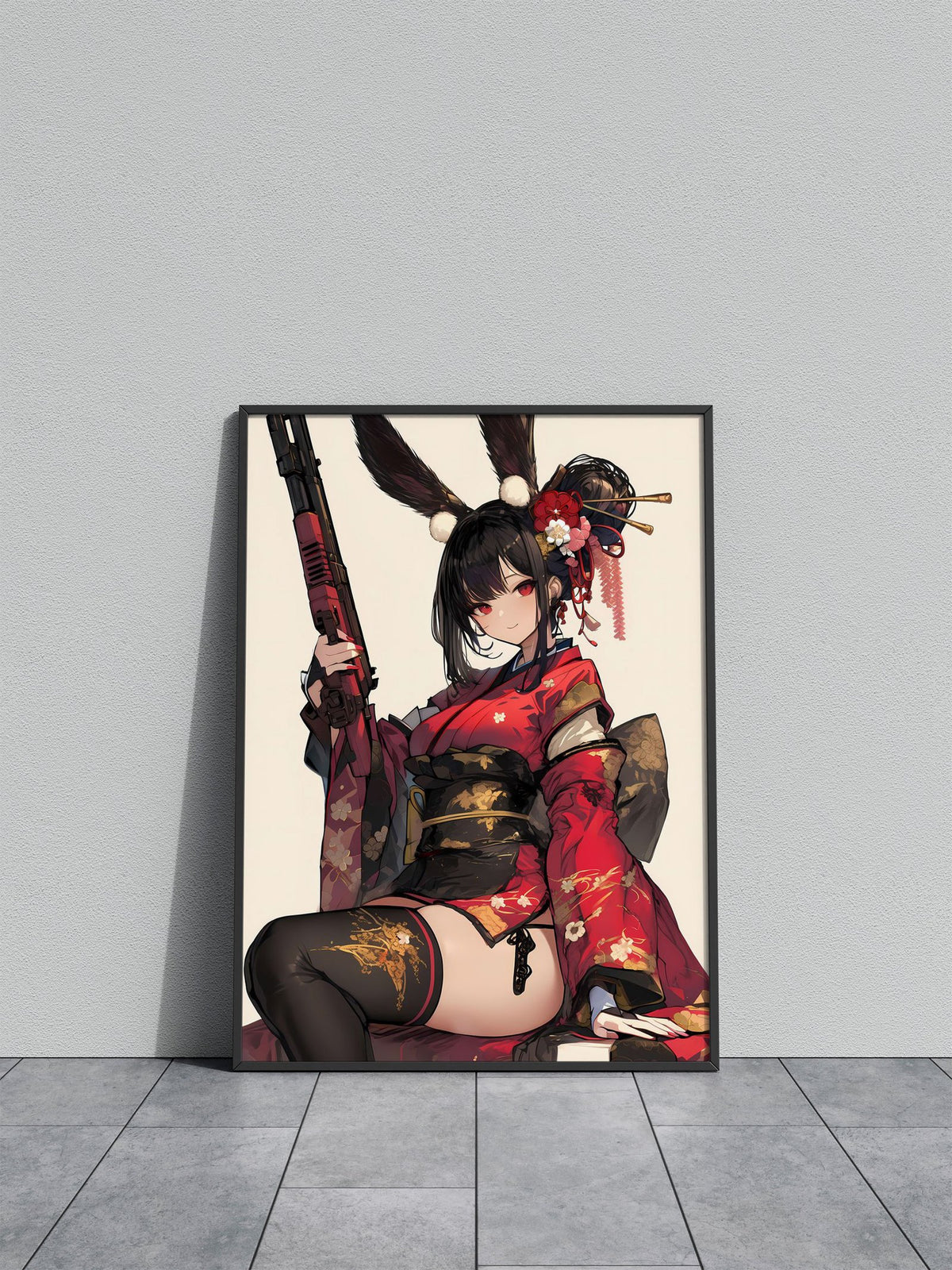 Bunny Geisha Gunner Asian Style Poster | Wall Art for Home & Office | High-Quality Print - High-quality vinyl skin