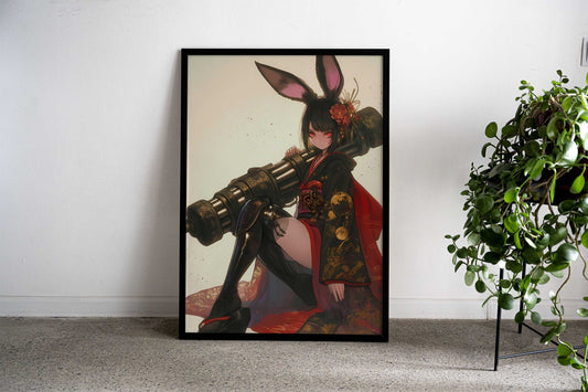 Bunny Geisha Warrior Asian Style Poster | Wall Art for Home & Office | High-Quality Print - High-quality vinyl skin