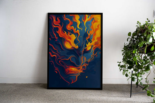 Burning Yokai Oni Asian Style Poster | Wall Art for Home & Office | High-Quality Print - High-quality vinyl skin wr