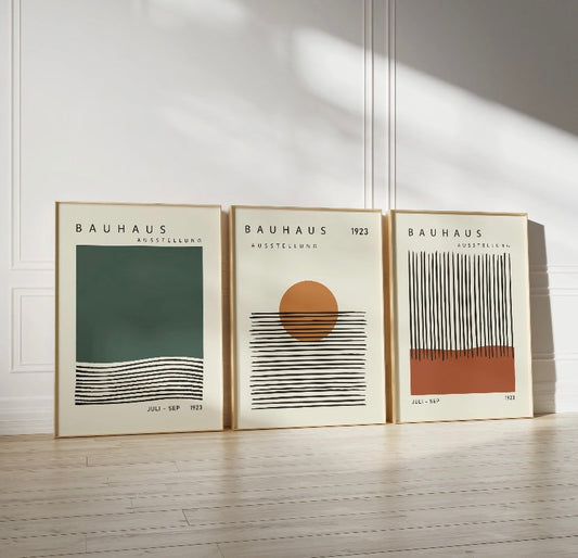 Bauhaus-Inspired Neutral Geometric Print Collection - High-Quality Premium Wall Art Decor Sticker