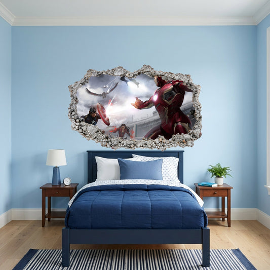 Captain America Iron Man Thor Vinyl Mural Playroom Art Decal 015