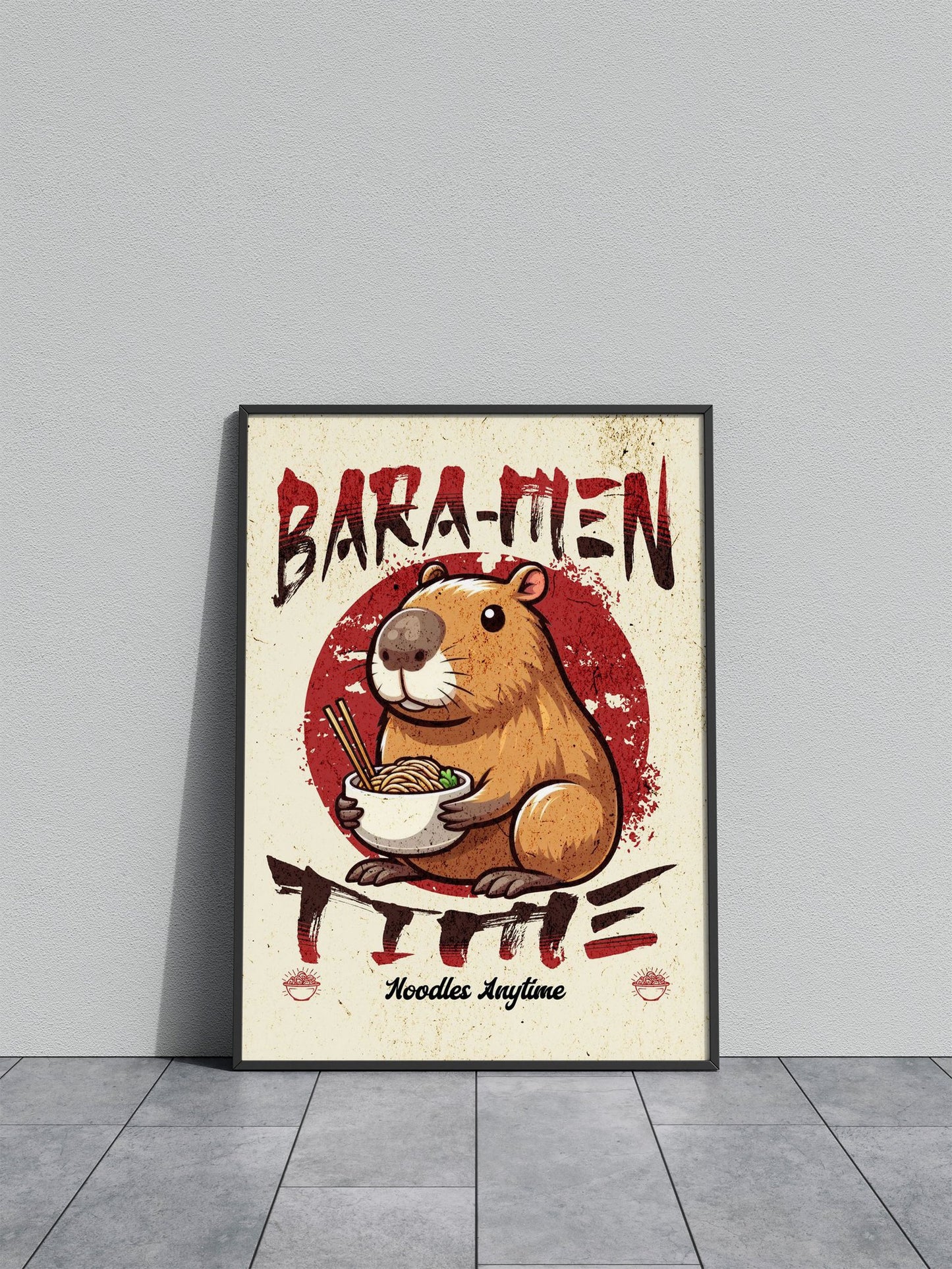 Capybara Eating Ramen Asian Style Poster | Wall Art for Home & Office | High-Quality Print