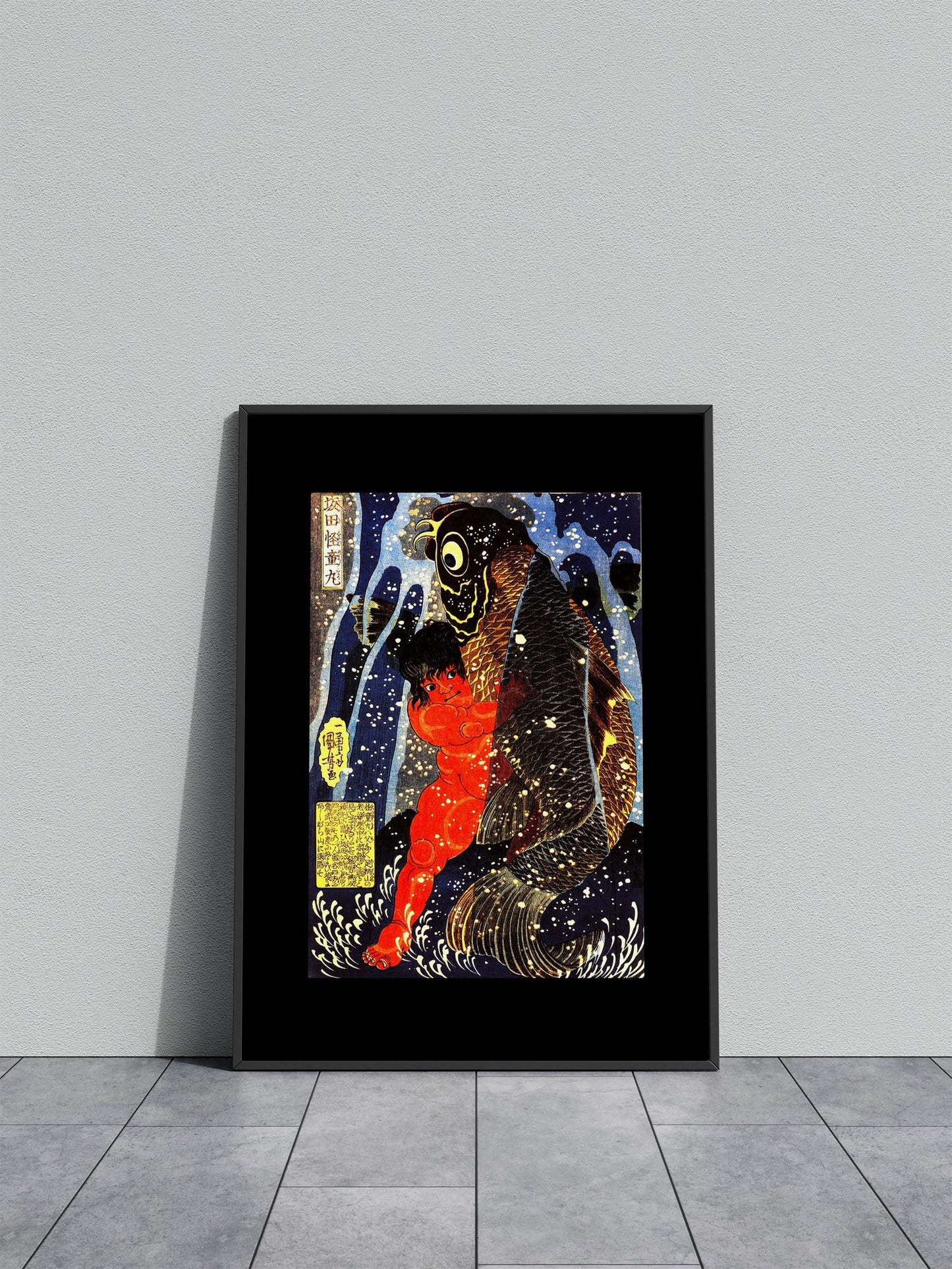 Carp Under a Waterfall Asian Style Poster | Wall Art for Home & Office | High-Quality Print - High-quality vinyl sk