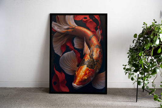 Carpe Koi Fish Asian Style Poster | Wall Art for Home & Office | High-Quality Print - High-quality vinyl skin wrap