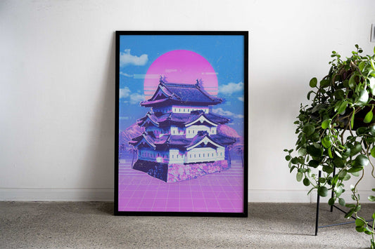 Castle Vaporwape Asian Style Poster | Wall Art for Home & Office | High-Quality Print - High-quality vinyl skin wra