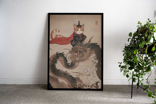 Cat Dragon Japanese Asian Style Poster | Wall Art for Home & Office | High-Quality Print - High-quality vinyl skin
