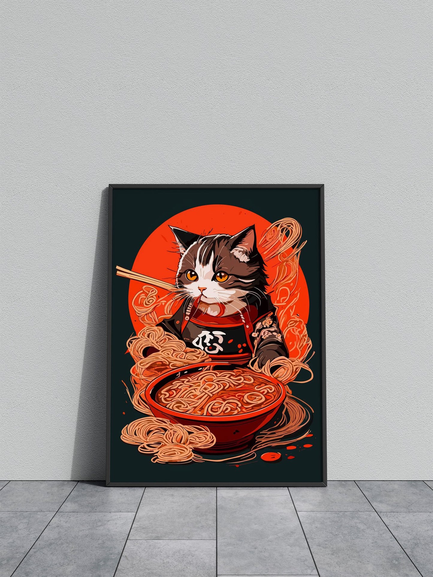 Cat Ramen Asian Style Poster | Wall Art for Home & Office | High-Quality Print
