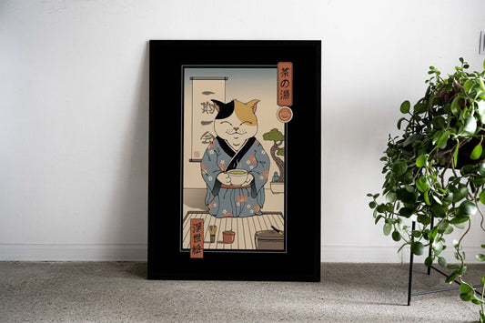 Cat Tea Ceremony Asian Style Poster | Wall Art for Home & Office | High-Quality Print - High-quality vinyl skin wra