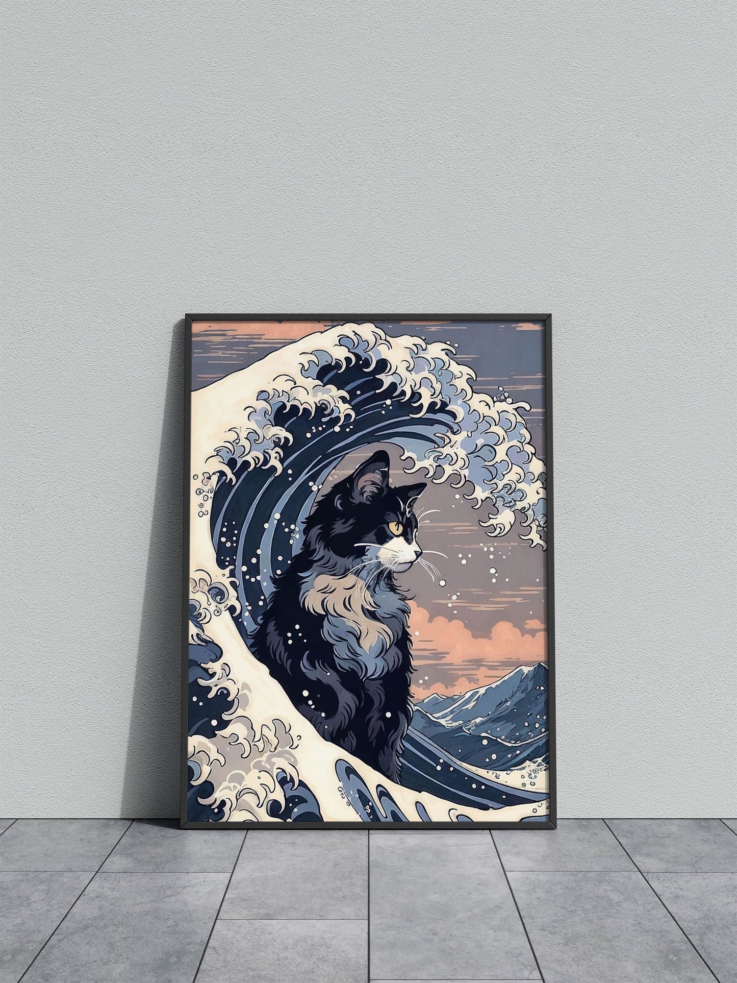 Cat Wave Japanese Asian Style Poster | Wall Art for Home & Office | High-Quality Print