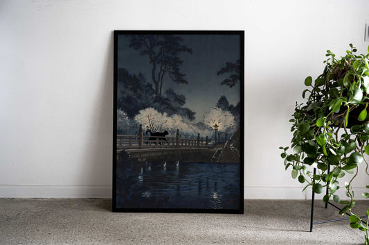 Cat on Benkei Bridge Asian Style Poster | Wall Art for Home & Office | High-Quality Print - High-quality vinyl skin