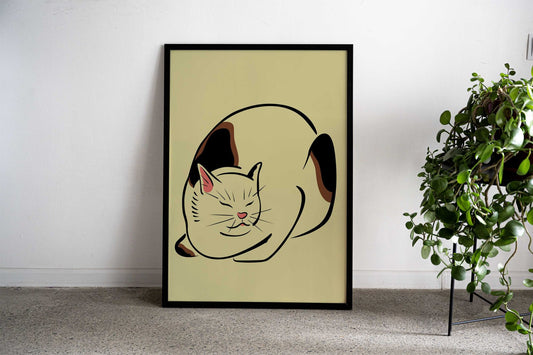 Cat Asian Style Poster | Wall Art for Home & Office | High-Quality Print - High-quality vinyl skin wrap decal with