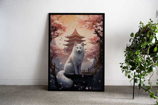 Cherry Blossom Fox Japan Asian Style Poster | Wall Art for Home & Office | High-Quality Print - High-Quality Visual Display