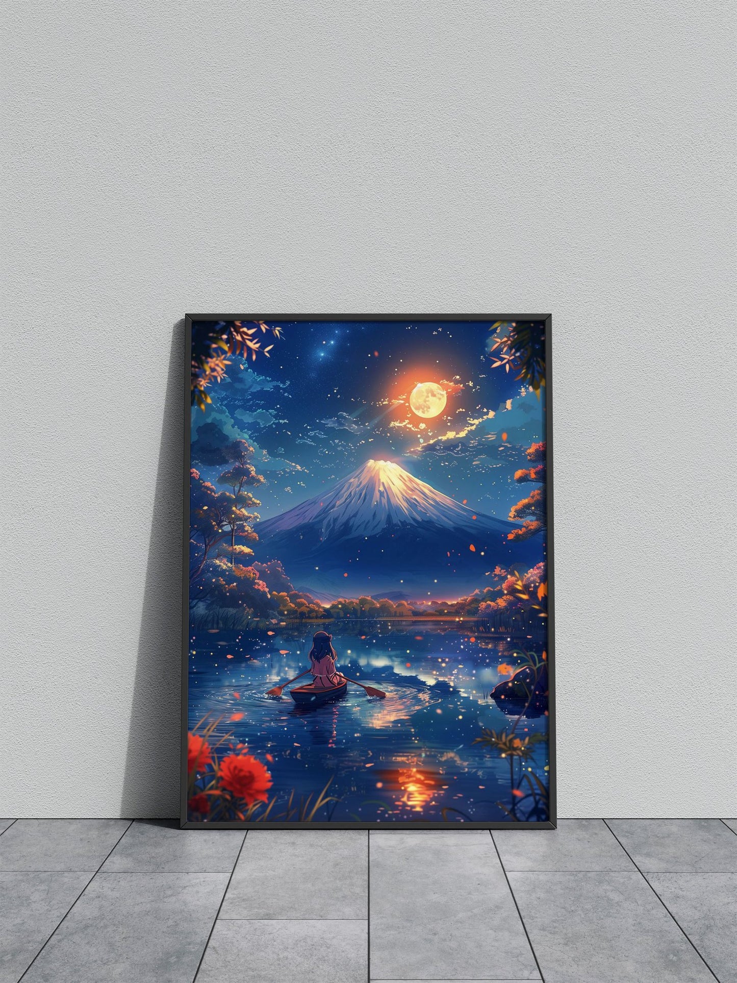 Cherry Blossom Fuji Mount Asian Style Poster | Wall Art for Home & Office | High-Quality Print