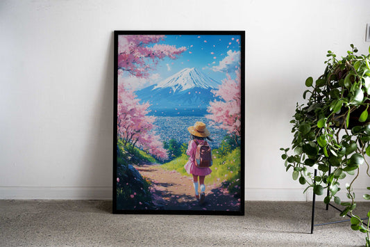 Cherry Blossom Fuji View Asian Style Poster | Wall Art for Home & Office | High-Quality Print - High-Quality Visual Display