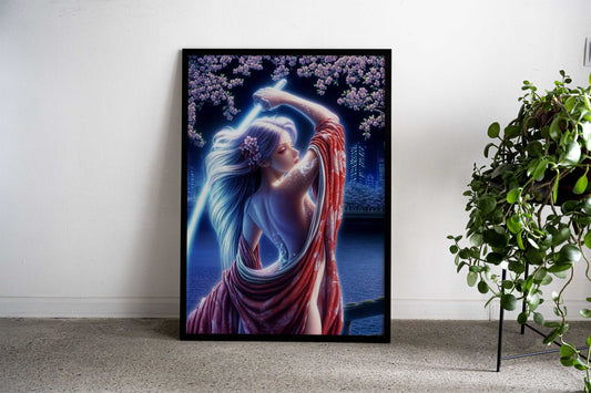Cherry Blossom Girl Asian Style Poster | Wall Art for Home & Office | High-Quality Print - High-Quality Visual Display