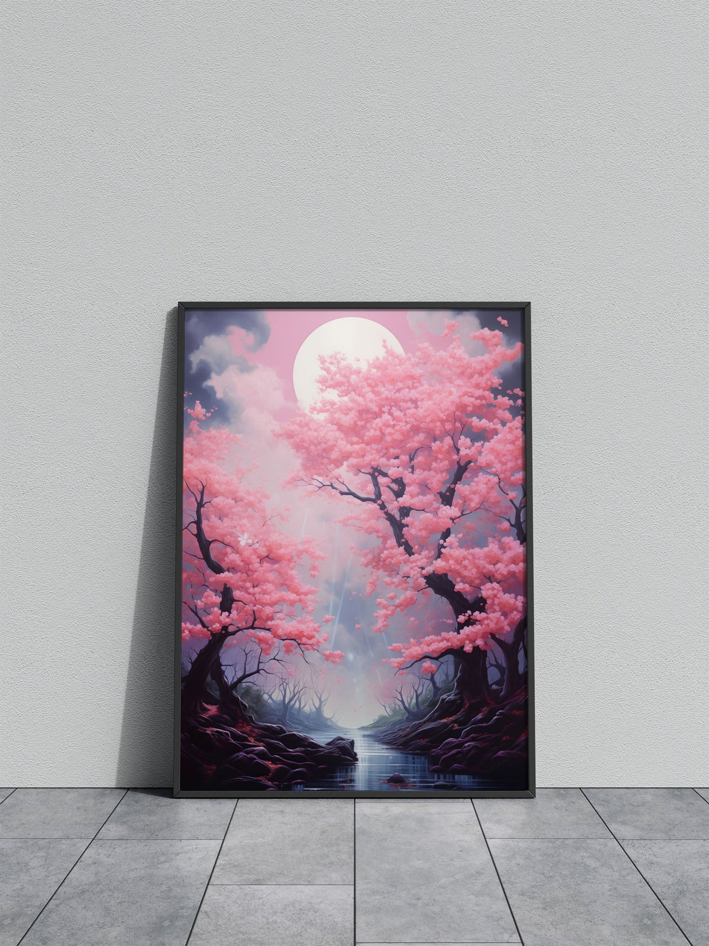 Cherry Blossom Shower Asian Style Poster | Wall Art for Home & Office | High-Quality Print - High-Quality Visual Display