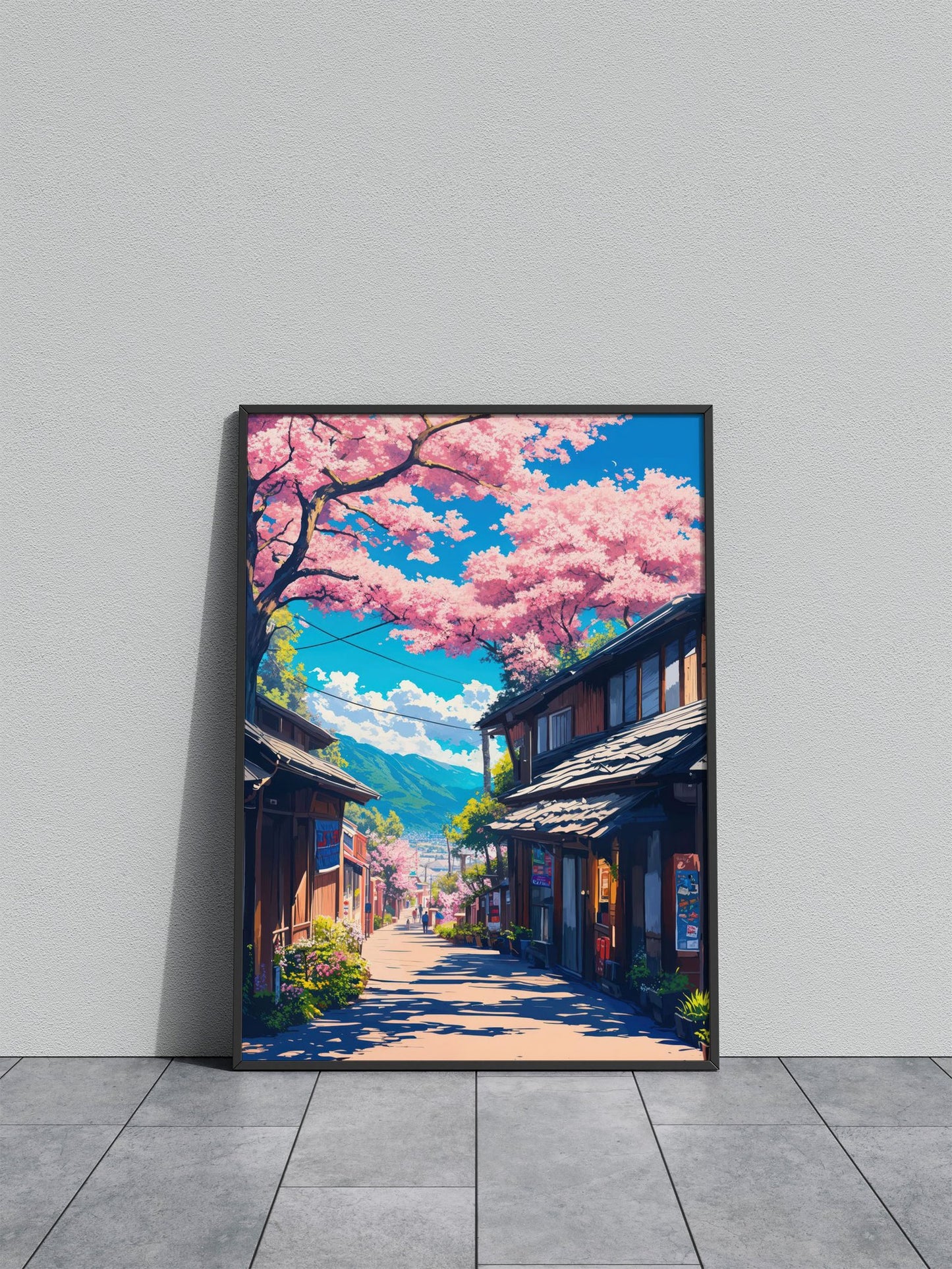 Cherry Blossom Street Asian Style Poster | Wall Art for Home & Office | High-Quality Print - High-Quality Visual Display