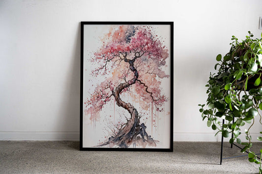 Cherry Blossom Watercolor Asian Style Poster | Wall Art for Home & Office | High-Quality Print - High-Quality Visual Display