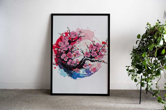 Cherry Blossoms Floral Asian Style Poster | Wall Art for Home & Office | High-Quality Print - High-Quality Visual Display