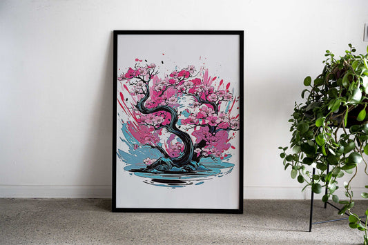 Cherry Blossoms Asian Style Poster | Wall Art for Home & Office | High-Quality Print - High-Quality Visual Display