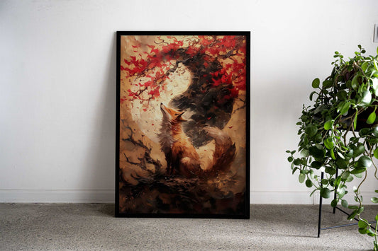 Cherry Fox Yin and yang Asian Style Poster | Wall Art for Home & Office | High-Quality Print - High-Quality Visual Display