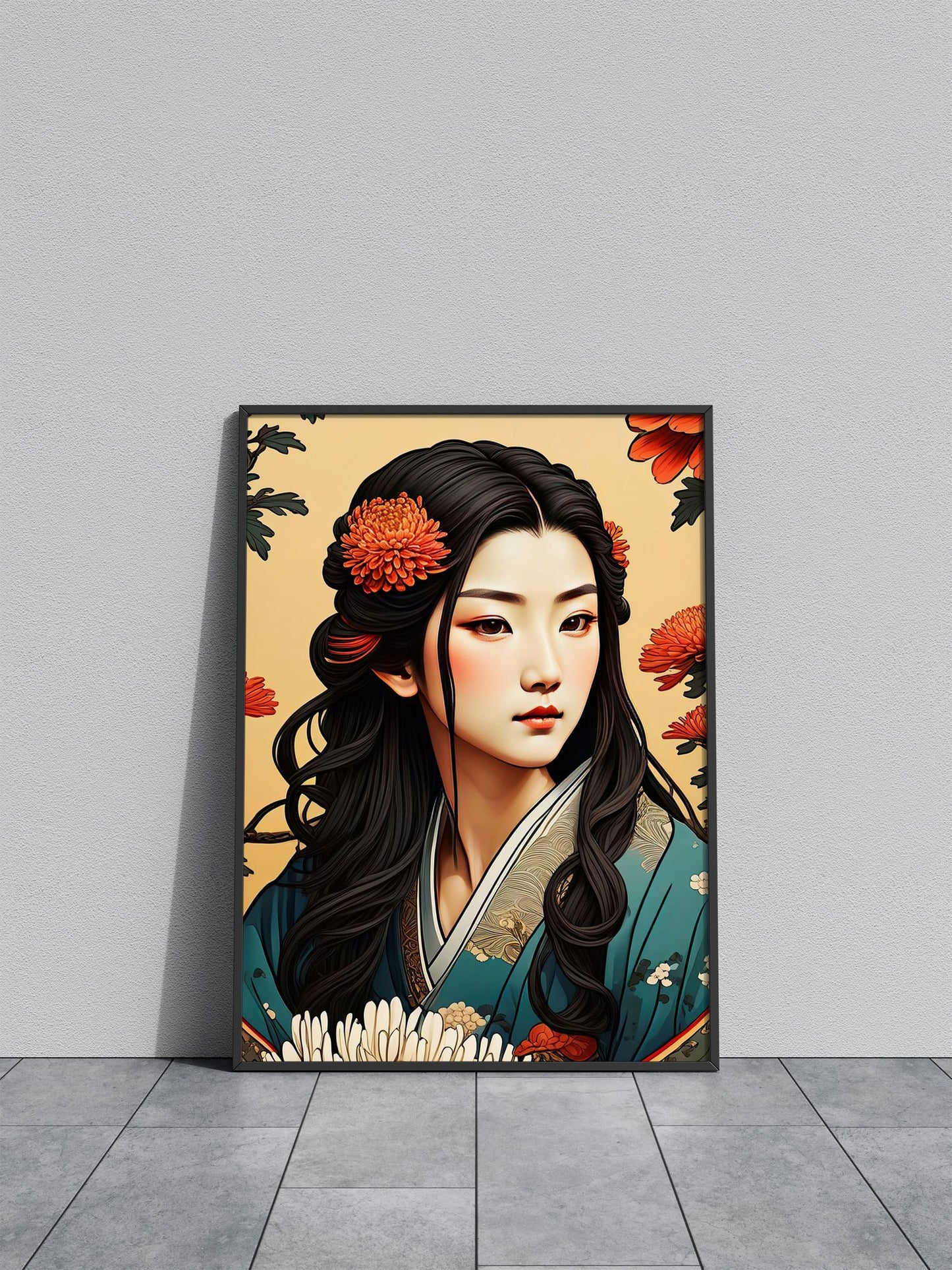 Chinese Floral Girl Asian Style Poster | Wall Art for Home & Office | High-Quality Print