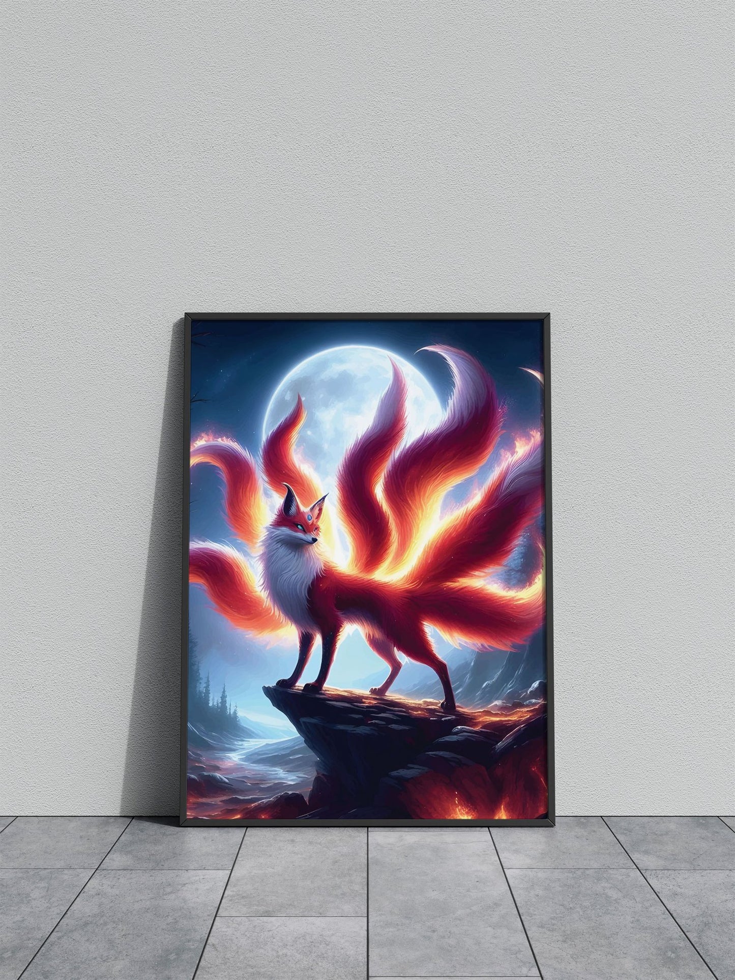 Chinese Kitsune Moonlight Asian Style Poster | Wall Art for Home & Office | High-Quality Print - High-Quality Visual Display
