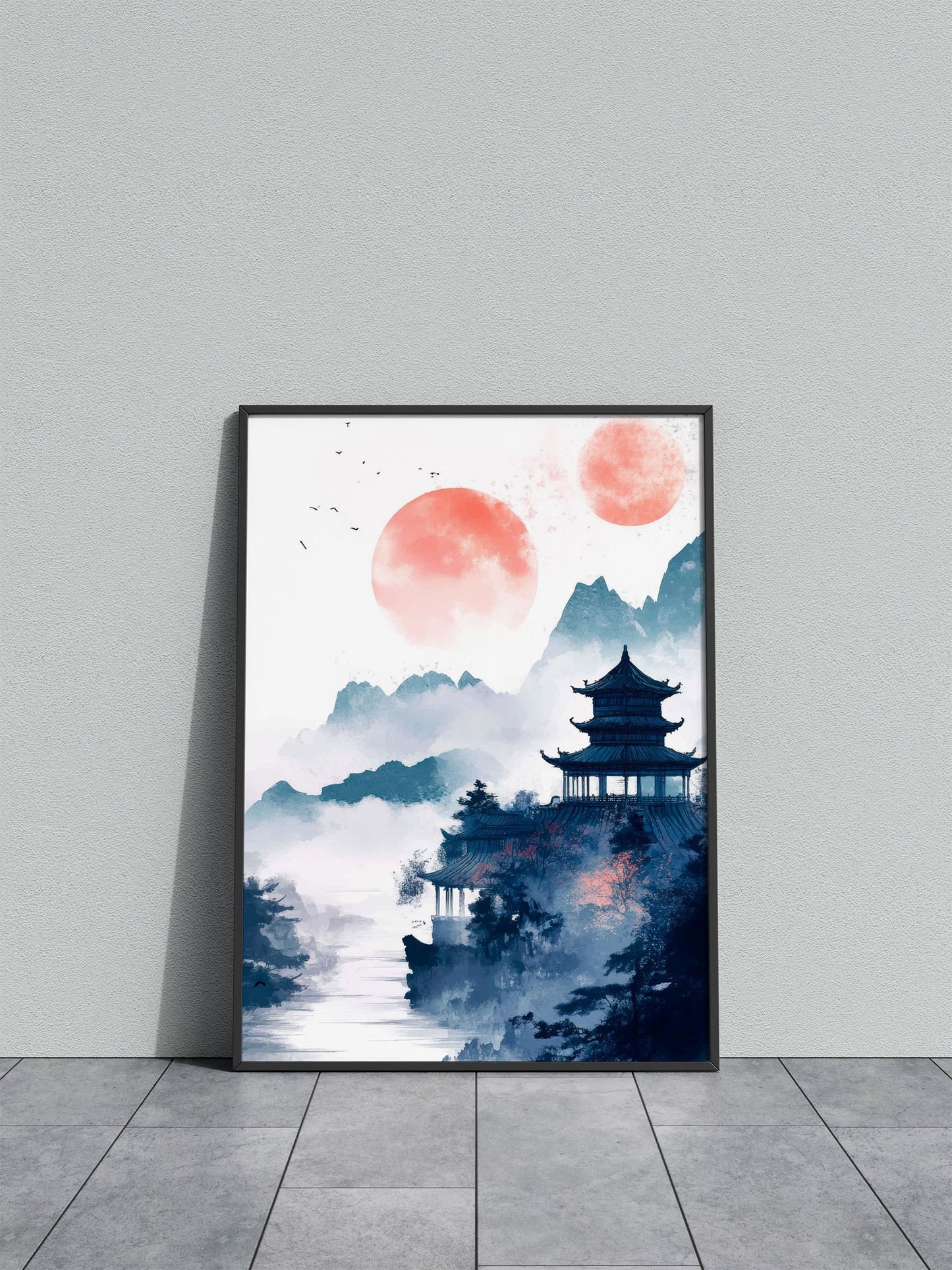 Chinese Pagoda Landscape Asian Style Poster | Wall Art for Home & Office | High-Quality Print