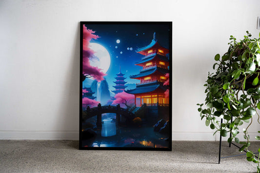 Chinese pagoda under full Asian Style Poster | Wall Art for Home & Office | High-Quality Print - High-Quality Visual Display