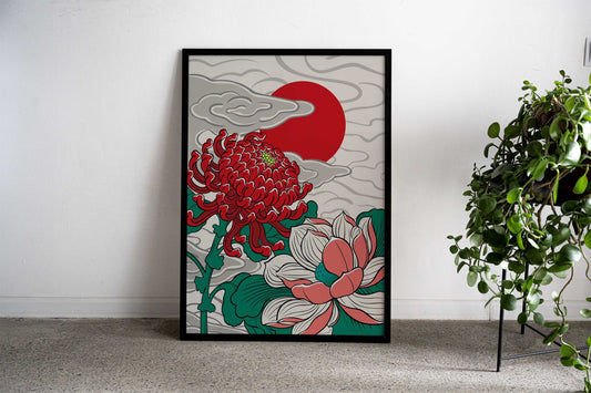 Chrysanthemum Flower Asian Style Poster | Wall Art for Home & Office | High-Quality Print - High-Quality Visual Display