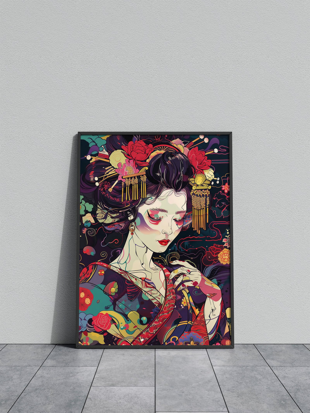 Colorful Geisha Asian Style Poster | Wall Art for Home & Office | High-Quality Print - High-Quality Visual Display