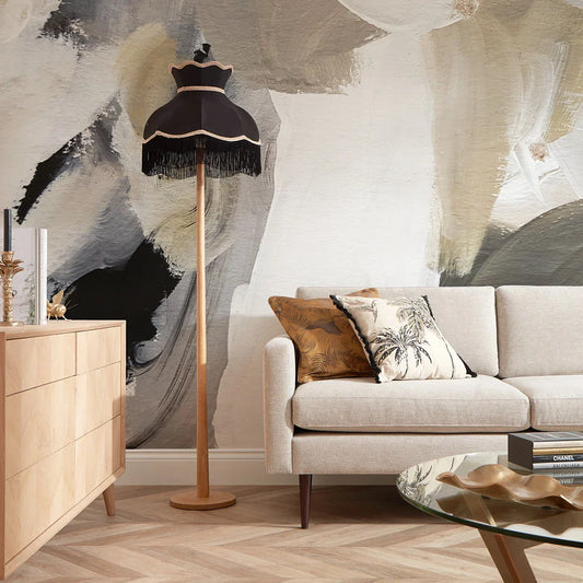 Modern Charcoal, Stone, and White Wall Art Mural