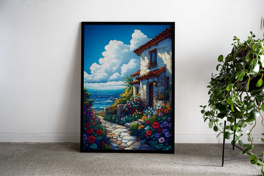 Cottage by the Ocean Asian Style Poster | Wall Art for Home & Office | High-Quality Print - High-Quality Visual Display