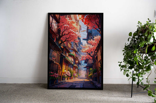Cozy Street Asian Style Poster | Wall Art for Home & Office | High-Quality Print - High-Quality Visual Display