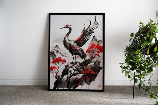Crane Japanese Style Asian Style Poster | Wall Art for Home & Office | High-Quality Print - High-Quality Visual Display