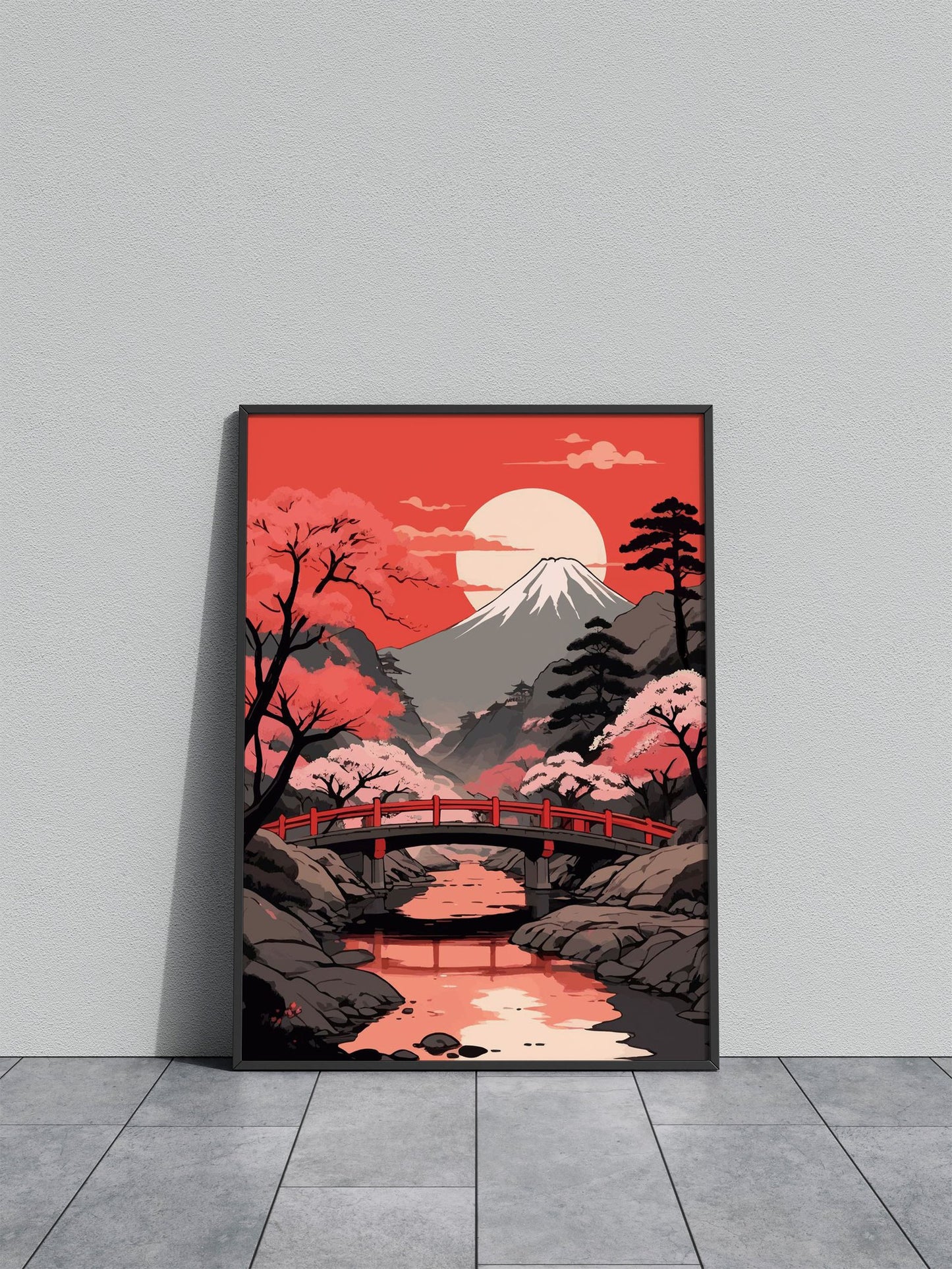Crimson Serenity Asian Style Poster | Wall Art for Home & Office | High-Quality Print - High-Quality Visual Display