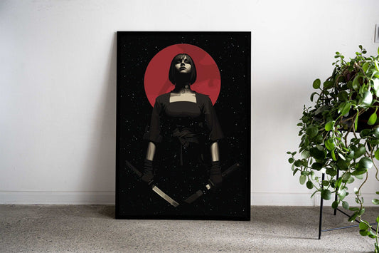 Crimson Shadow Warrior Asian Style Poster | Wall Art for Home & Office | High-Quality Print - High-Quality Visual Display