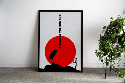 Crow Red Sun Poster Asian Style Poster | Wall Art for Home & Office | High-Quality Print - High-Quality Visual Display
